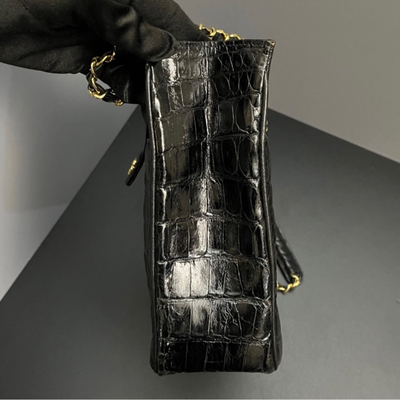 （稀世珍寶 真鱷魚皮🐊） Chanel 香奈兒 真鱷魚皮 黑金托特包 單肩包 肩背包-11