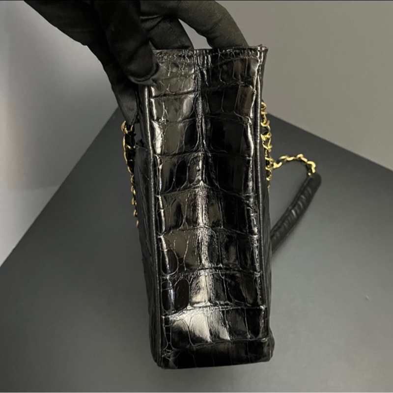 （稀世珍寶 真鱷魚皮🐊） Chanel 香奈兒 真鱷魚皮 黑金托特包 單肩包 肩背包-12