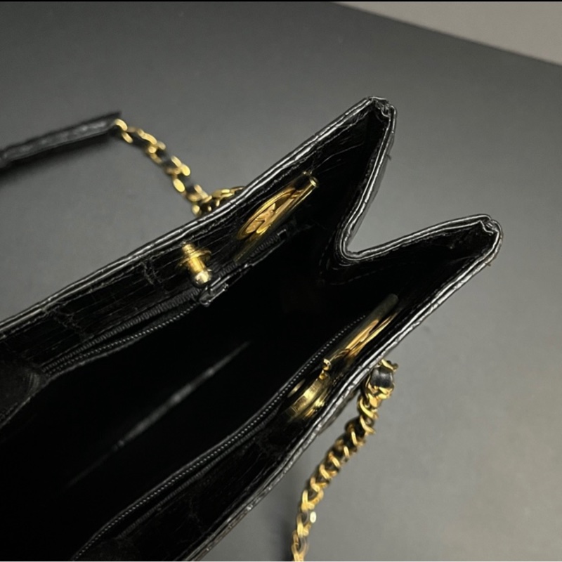 （稀世珍寶 真鱷魚皮🐊） Chanel 香奈兒 真鱷魚皮 黑金托特包 單肩包 肩背包-16