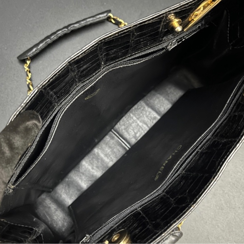 （稀世珍寶 真鱷魚皮🐊） Chanel 香奈兒 真鱷魚皮 黑金托特包 單肩包 肩背包-18