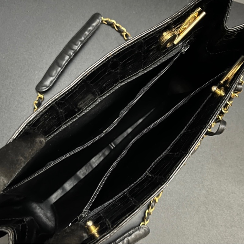（稀世珍寶 真鱷魚皮🐊） Chanel 香奈兒 真鱷魚皮 黑金托特包 單肩包 肩背包-21