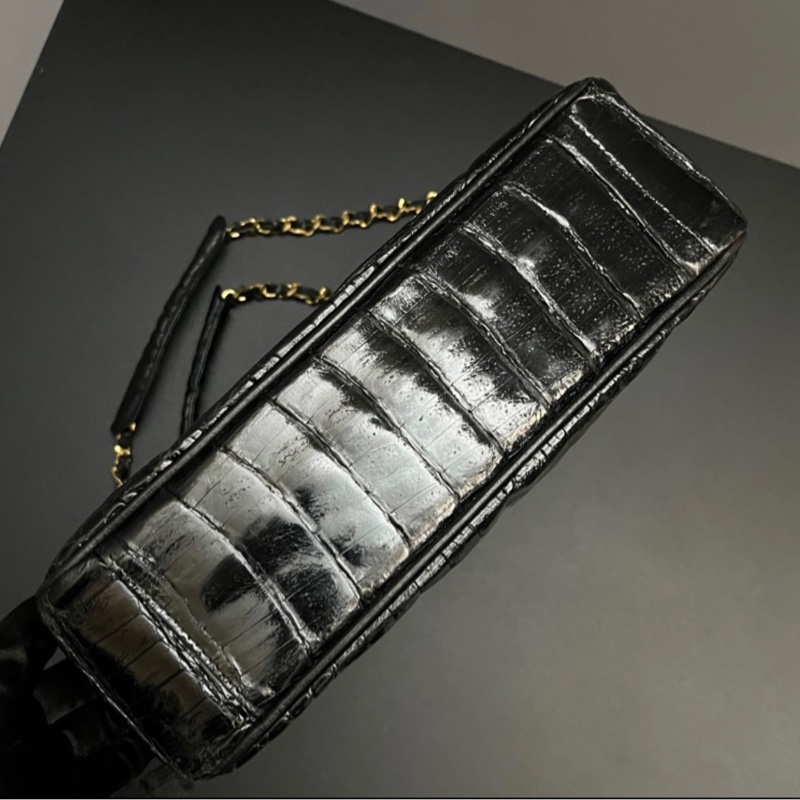 （稀世珍寶 真鱷魚皮🐊） Chanel 香奈兒 真鱷魚皮 黑金托特包 單肩包 肩背包-30