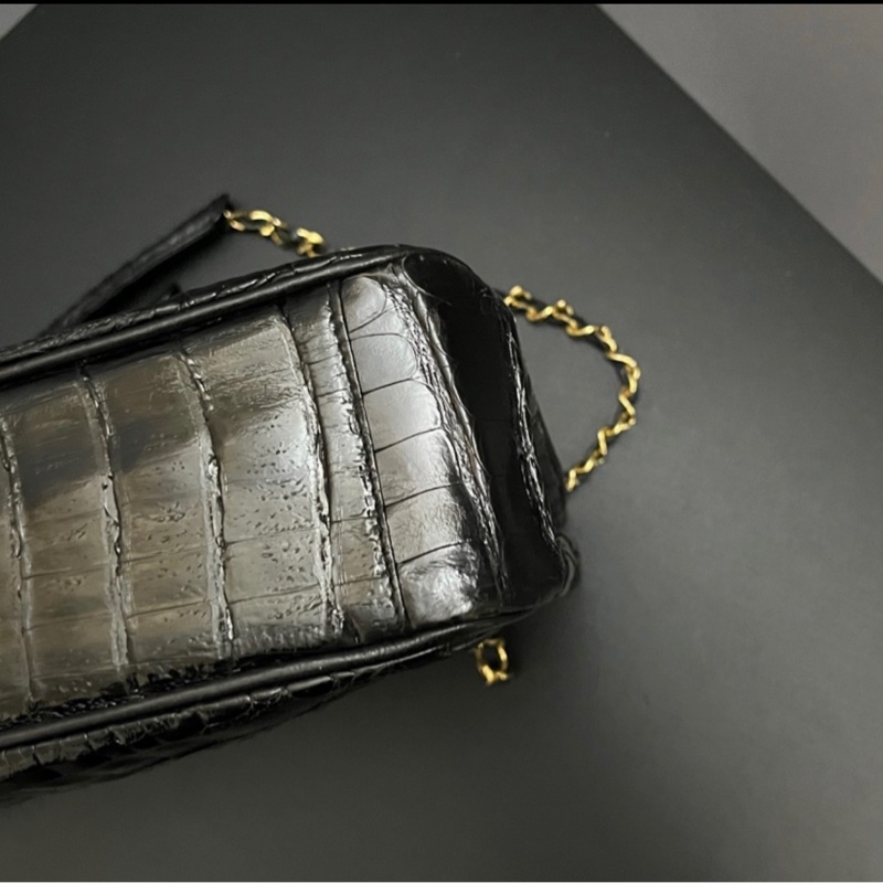 （稀世珍寶 真鱷魚皮🐊） Chanel 香奈兒 真鱷魚皮 黑金托特包 單肩包 肩背包-32