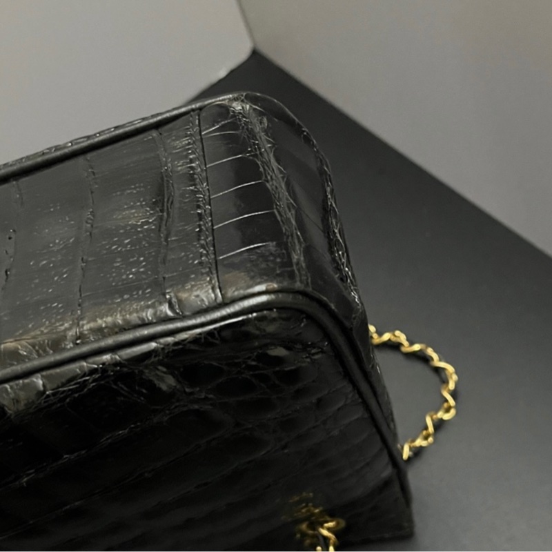 （稀世珍寶 真鱷魚皮🐊） Chanel 香奈兒 真鱷魚皮 黑金托特包 單肩包 肩背包-33