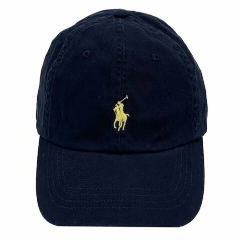 [全新] RALPH LAUREN POLO刺繡小馬LOGO鴨舌/棒球帽(深藍/米黃)