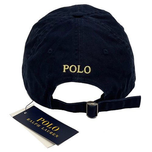 [全新] RALPH LAUREN POLO刺繡小馬LOGO鴨舌/棒球帽(深藍/米黃)-3