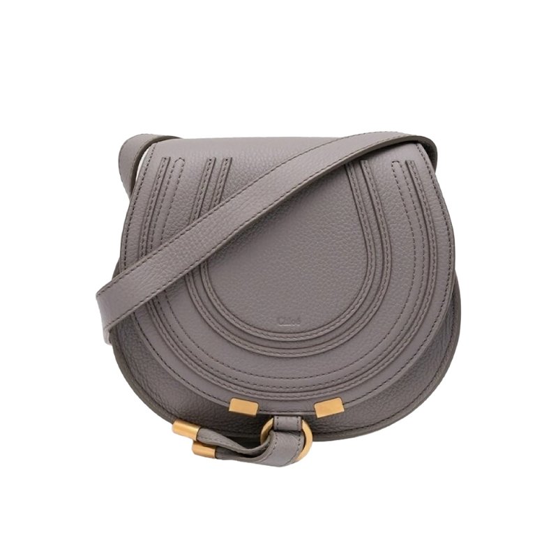 Chloe Small Marcie Saddle Crossbody Bag for Women in Cashmere Grey (CHC22AS680I31-053)-0