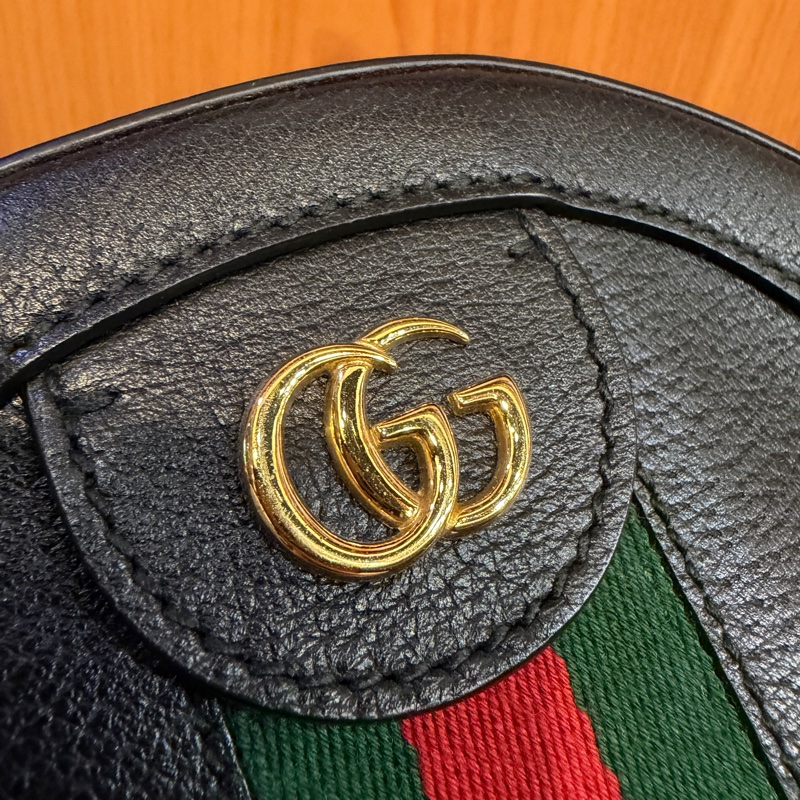 Gucci 黑牛皮Ophidia金釦斜背圓餅包-10