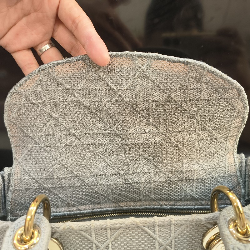 ❤️超美刺繡LADY DIOR D-LITE 黛妃包灰-18