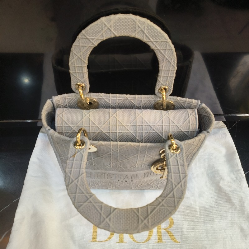 ❤️超美刺繡LADY DIOR D-LITE 黛妃包灰-21