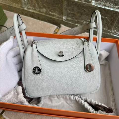 💓🎠 Hermes愛馬仕冰晶灰minilindy 全