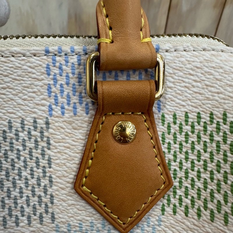 Louis Vuitton N40515米白底帆布藍綠棋盤格Speedy 20斜背包 迷你波士頓-45