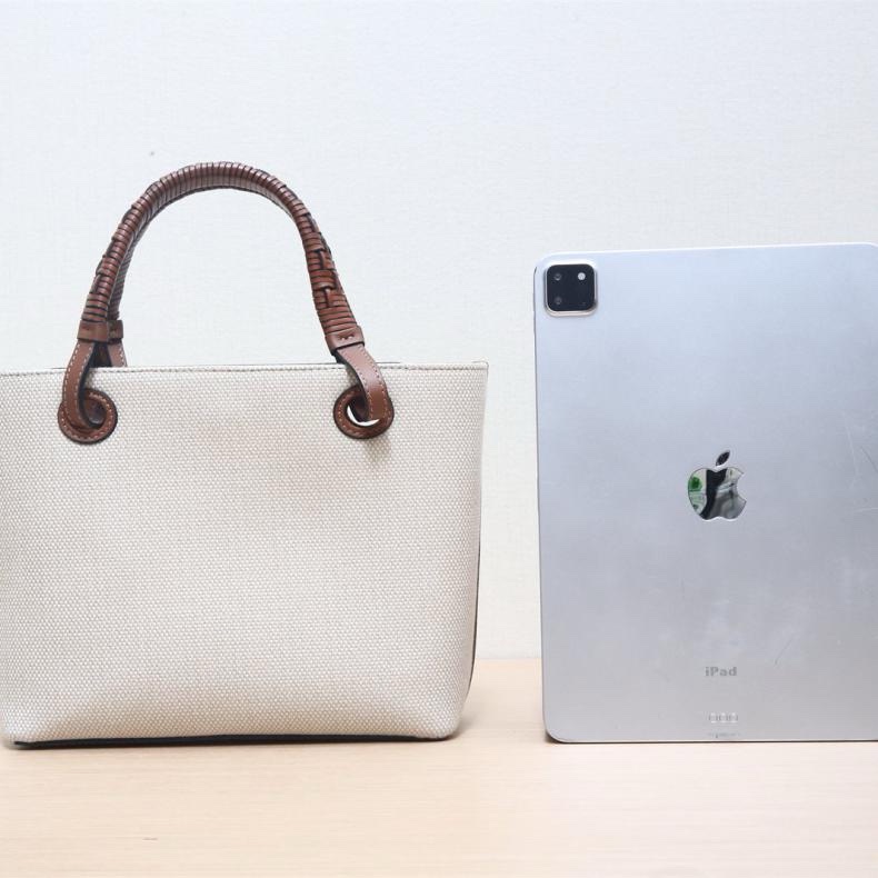 LOEWE(羅意威) Anagram Tote經典壓花斜挎包 迷你 22 米色 帆布-2