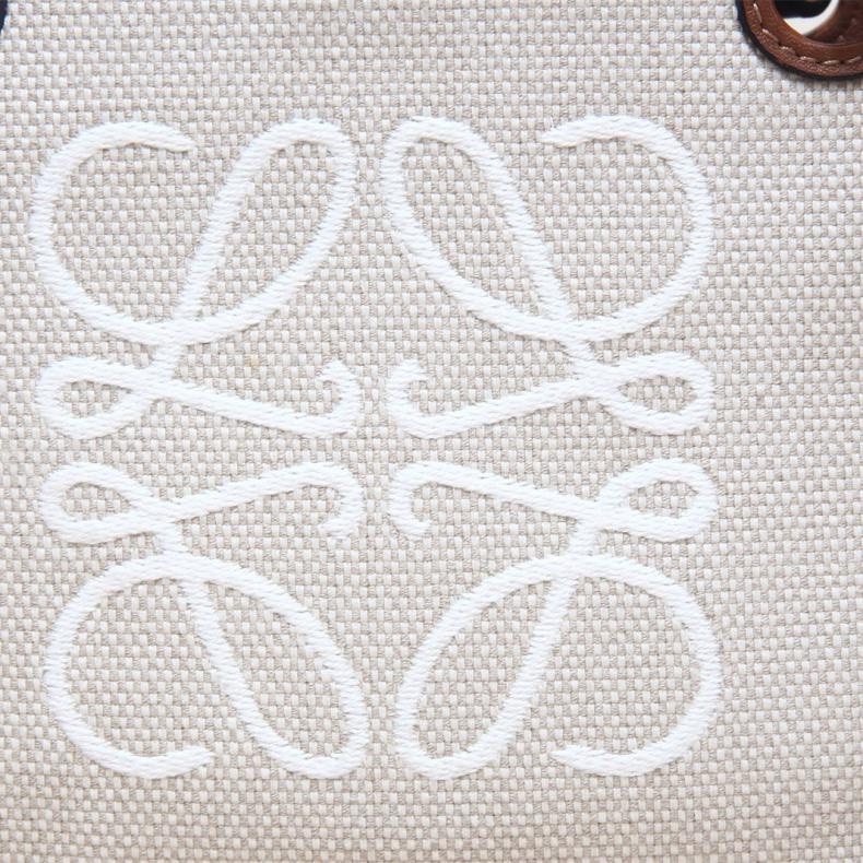 LOEWE(羅意威) Anagram Tote經典壓花斜挎包 迷你 22 米色 帆布-5