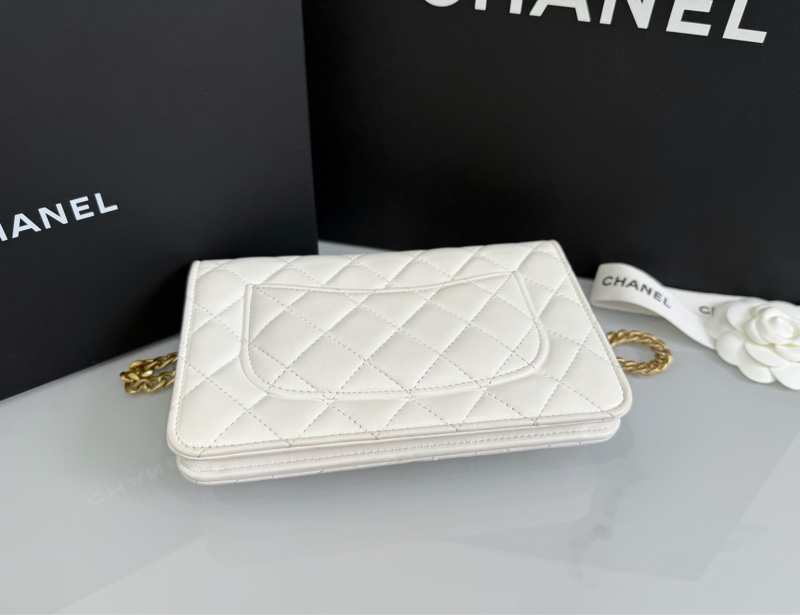 「M.Y精品」香奈兒 Chanel 白色 金柱 woc 白金-9