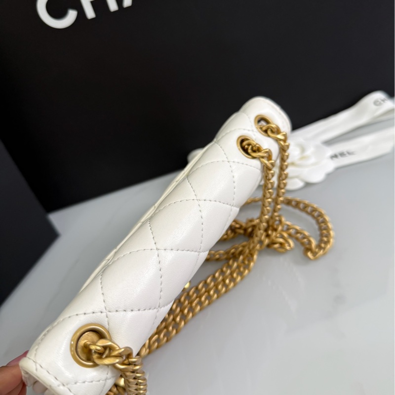 「M.Y精品」香奈兒 Chanel 白色 金柱 woc 白金-14