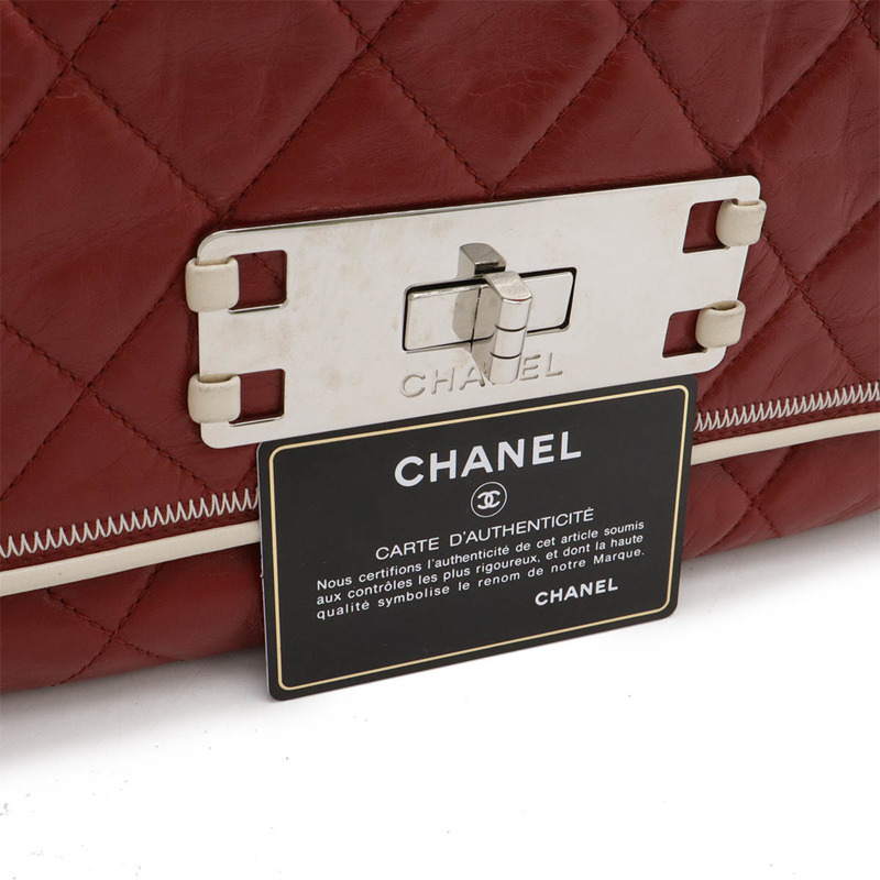 CHANEL 2.55 馬特拉斯鏈條單肩包 皮革 雙色 紅白-7