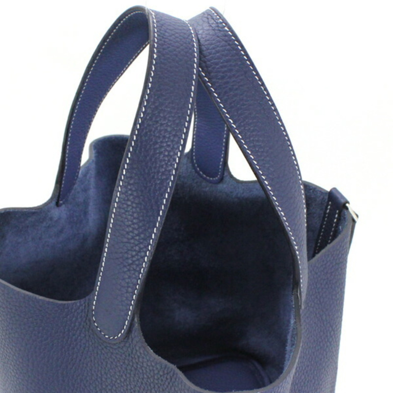 愛馬仕手提包 Picotin Lock 哈薩克 MM 22 Blue Saphir x Brighton Taurillon Clemence Z 印製 HERMES 男女托特包-5