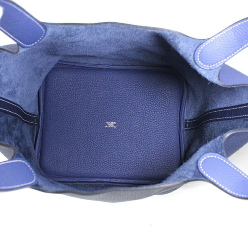 愛馬仕手提包 Picotin Lock 哈薩克 MM 22 Blue Saphir x Brighton Taurillon Clemence Z 印製 HERMES 男女托特包-6