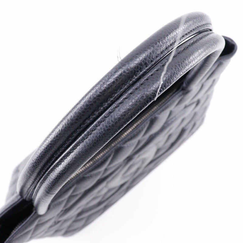 香奈兒 Reprint 手袋魚子醬皮黑色 A5 徽章女式-4