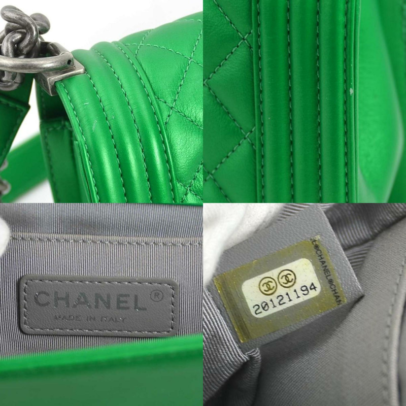 CHANEL 單肩包男孩香奈兒皮革綠色女式 90009f-3