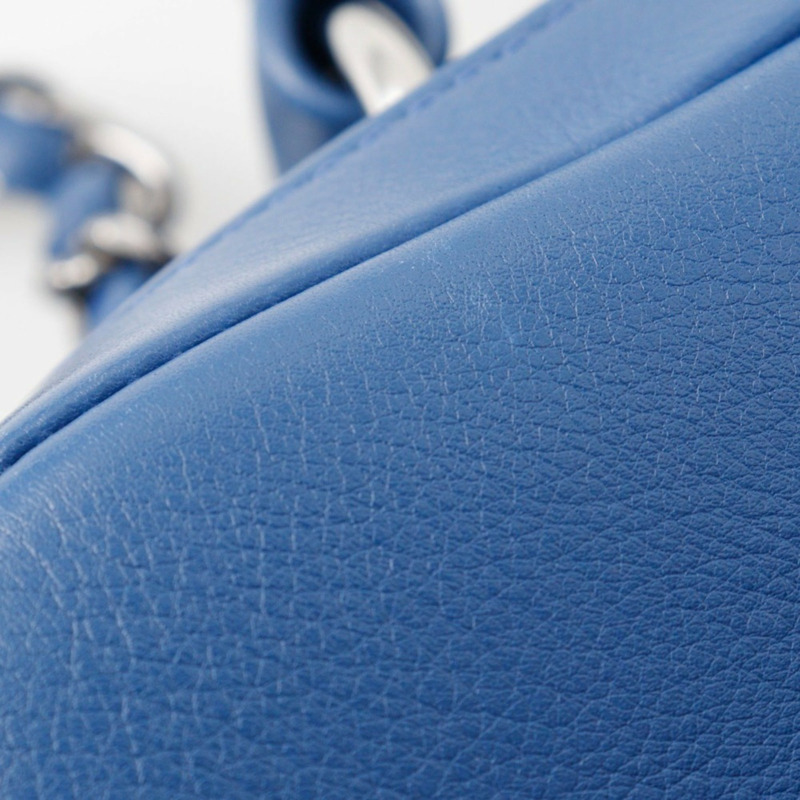 CHANEL 時尚保齡球包手提包單肩小牛皮藍色 2way 雙女式-8