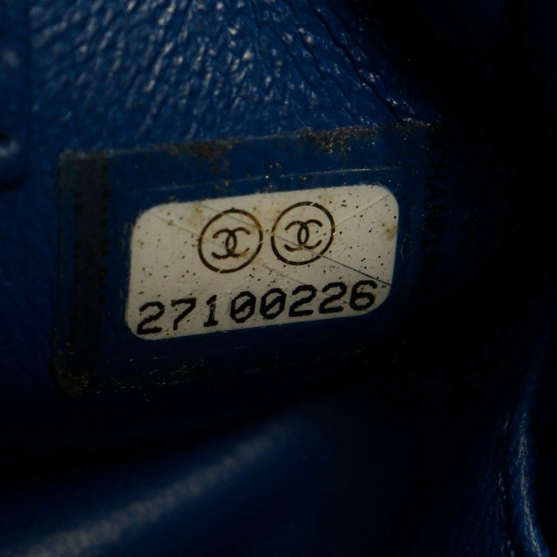 CHANEL 時尚保齡球包手提包單肩小牛皮藍色 2way 雙女式-12