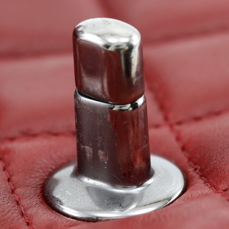 CHANEL 鏈條單肩包，菱形圖案，小羊皮，紅色，旋鎖，迷你鏈條單肩包，女士-6