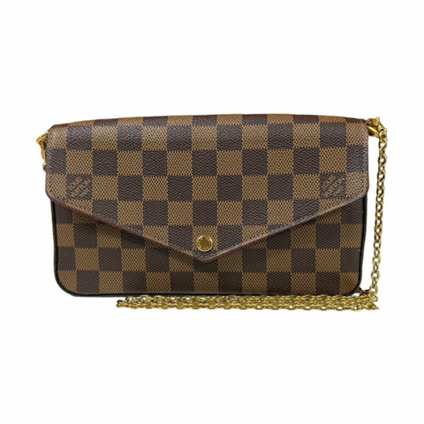 路易威登 Pochette Felicie Damier 單肩包帆布 N40492 棕色 女士路易威登鏈條