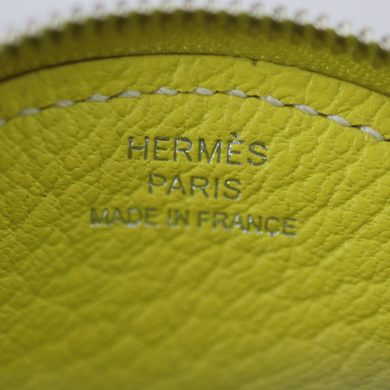 HERMES Tutti Frutti Porto Monnaie 檸檬錢包/零錢包 - Chevre 青檸黃色零錢包腕帶 X 雕刻-7