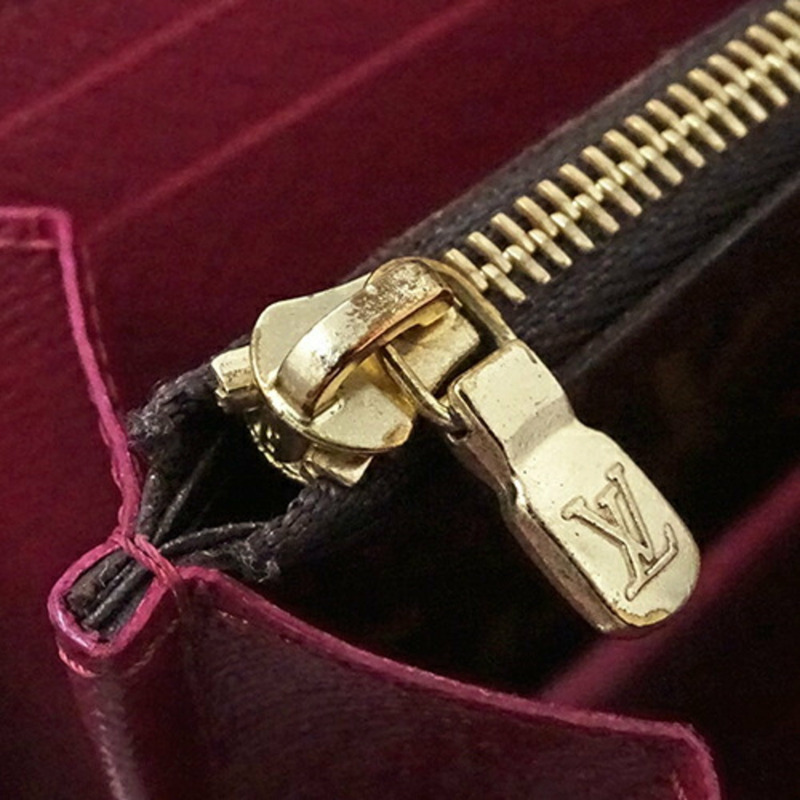 路易威登 LOUIS VUITTON 皮夾 Monogram 女款長版 Portefeuille Clemence 紫紅色 M60742 棕色圓形-8