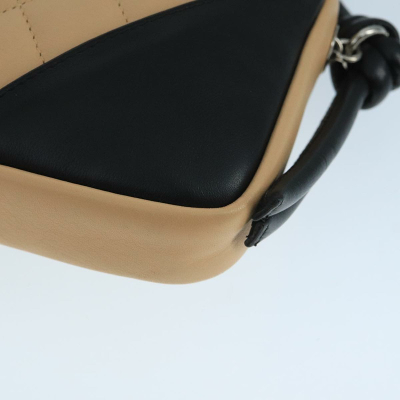 【日本直送】香奈兒 Cambon 系列配件包，皮革材質，黑色/米色，CC 標誌，正品編號 91552A-14