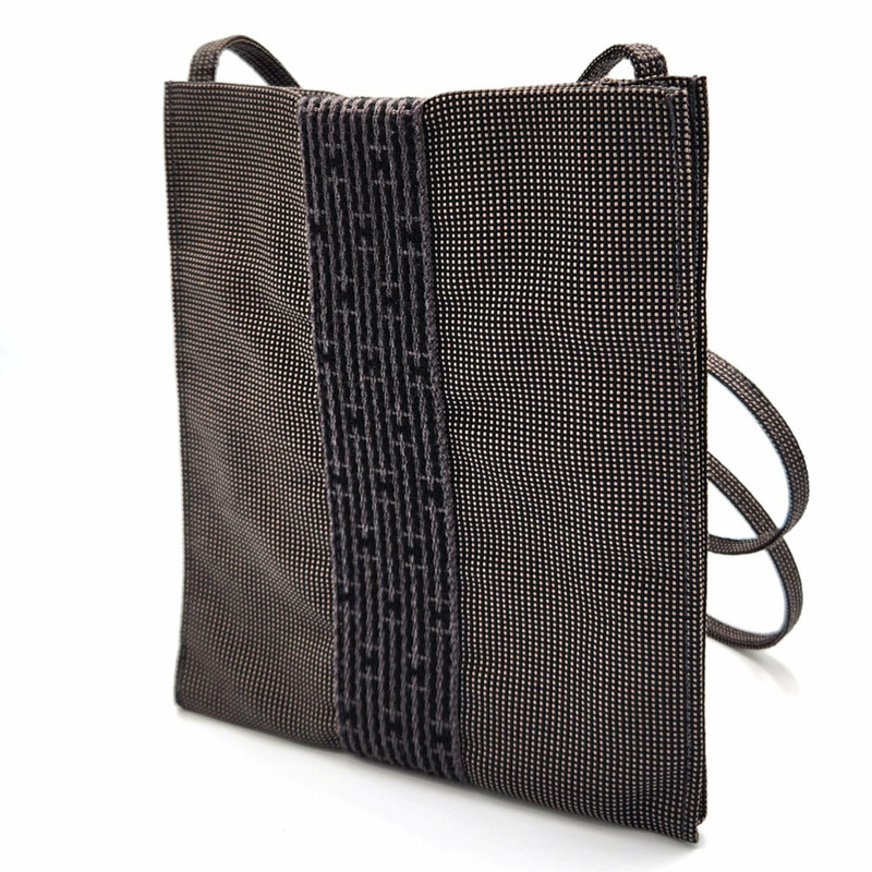 Hermes HERMES Air Line Pochette 灰色帆布單肩包 Sacoche 女式-0