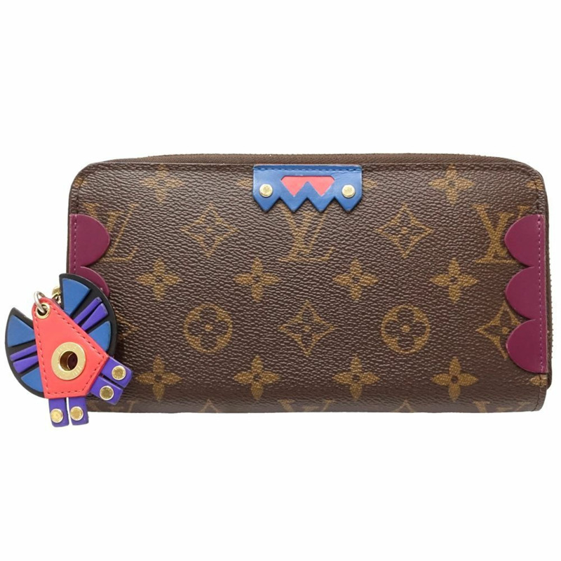 LOUIS VUITTON 路易威登 長皮夾 M61349 Zippy Monogram Totem 棕色洋紅色 180916-9