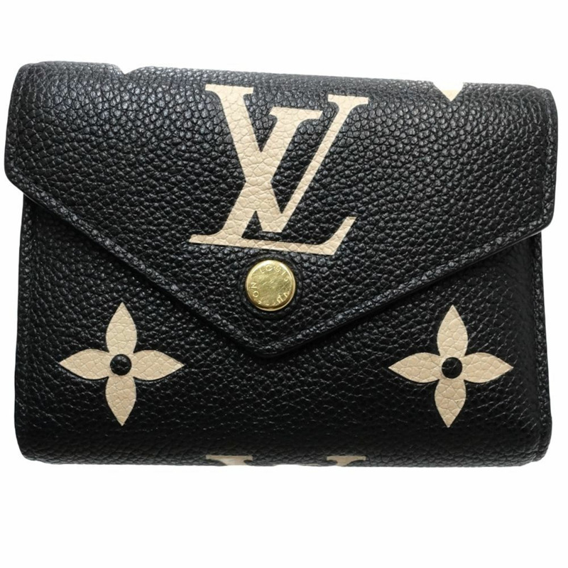 LOUIS VUITTON 路易威登 三折皮夾 M80968 Portefeuille Victorine Monogram 雙色 Empreinte Noir 180895-1