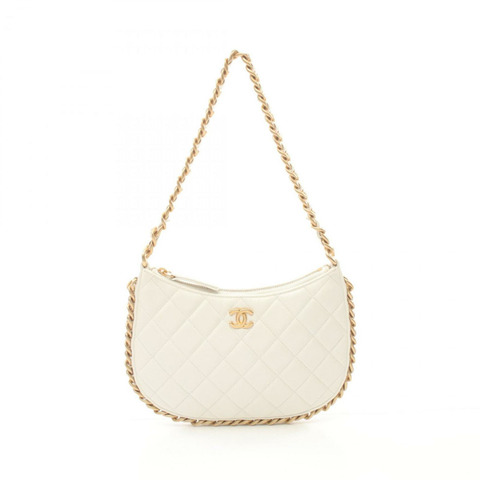 CHANEL 單肩包，小羊皮，女式，白色，AP3486