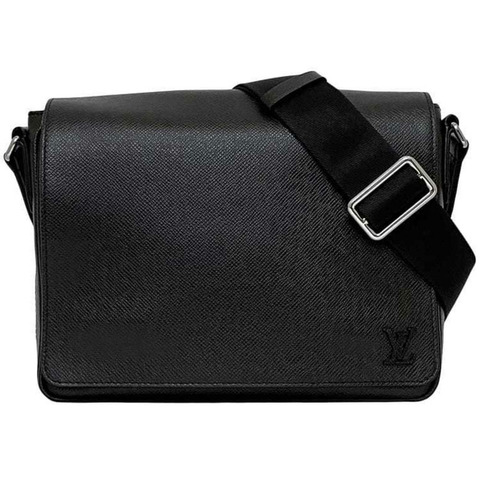 路易威登 Bag District PM f-22016 Black Noir Taiga M30850 單肩皮革 IC 標籤 LOUIS VUITTON 斜背包翻蓋 LV