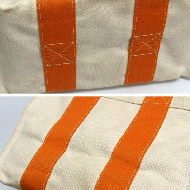 Hermes Bora 小號托特包 100% 棉 白色 x 橙色-6