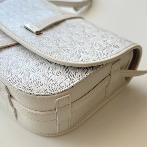 Goyard郵差包 帆布Belvedere PM 銀扣肩背袋白色