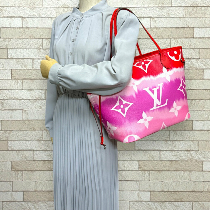 路易威登 Neverfull MM Escar 手提包 Monogram 帆布 M45127 紅色 女士路易威登 LOUIS VUITTON-1
