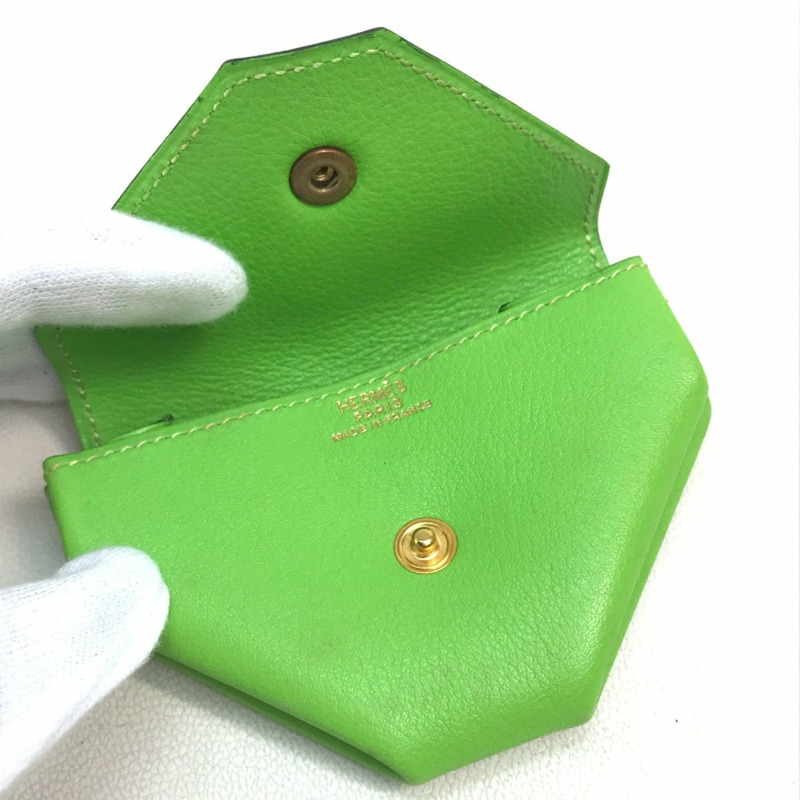 Hermes 零錢包 零錢包 蘋果綠 淺綠-4