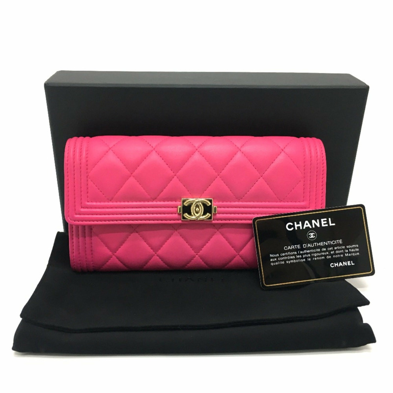 Chanel A80286 馬特拉塞長版皮夾 粉紅 金色五金-8