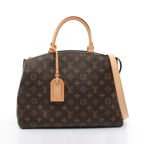 路易威登 Grand Palais MM 手提包包塗層帆布皮革 Monogram 女棕色 M45898