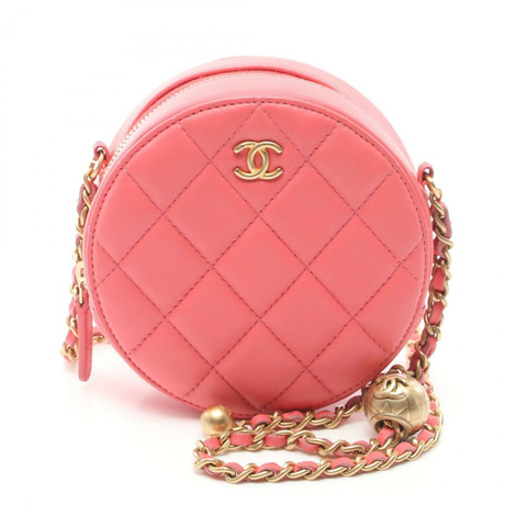 CHANEL Matelasse 圓形單肩包，小羊皮，女士，粉紅色