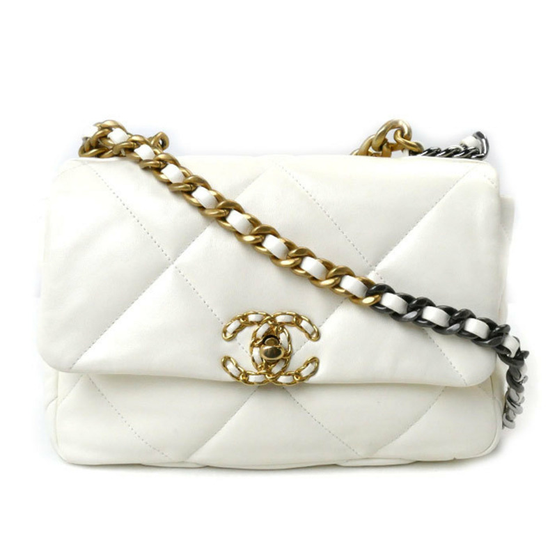 CHANEL 香奈兒 19 鏈條單肩包 白色奶油色 AS1160 女裝-0