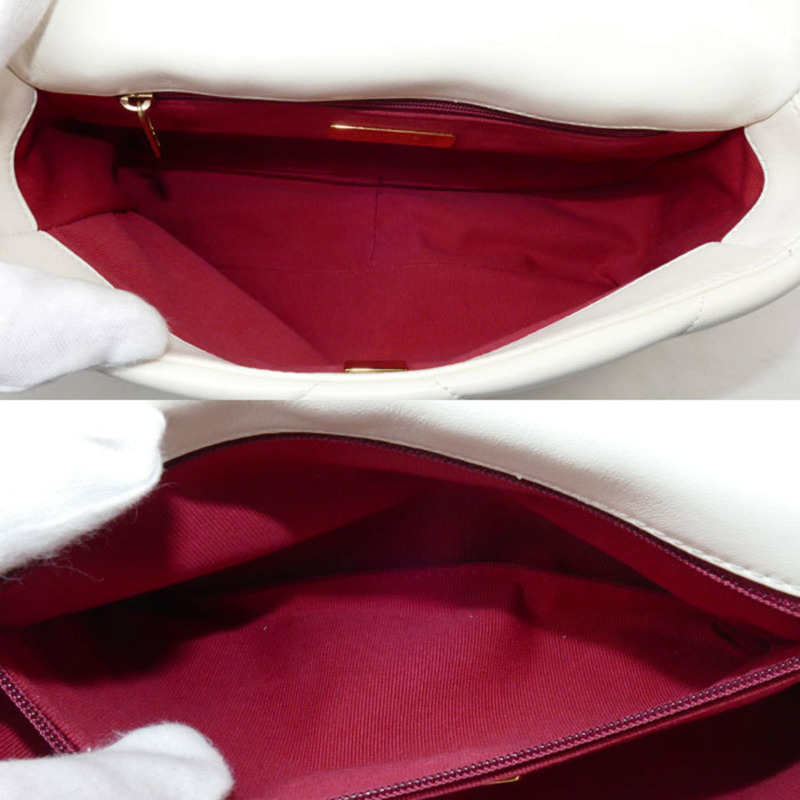 CHANEL 香奈兒 19 鏈條單肩包 白色奶油色 AS1160 女裝-3