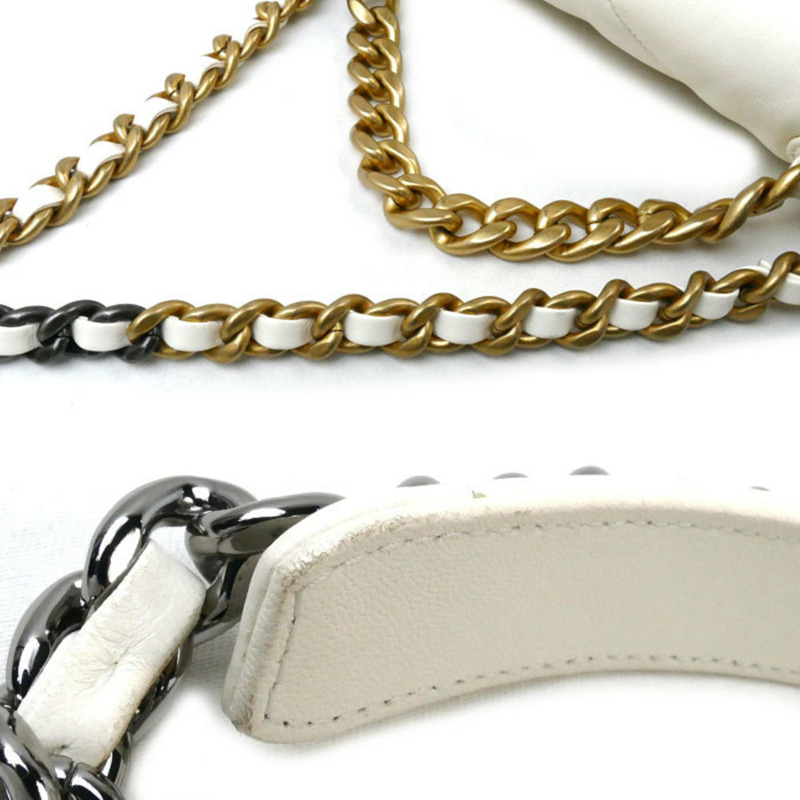 CHANEL 香奈兒 19 鏈條單肩包 白色奶油色 AS1160 女裝-8