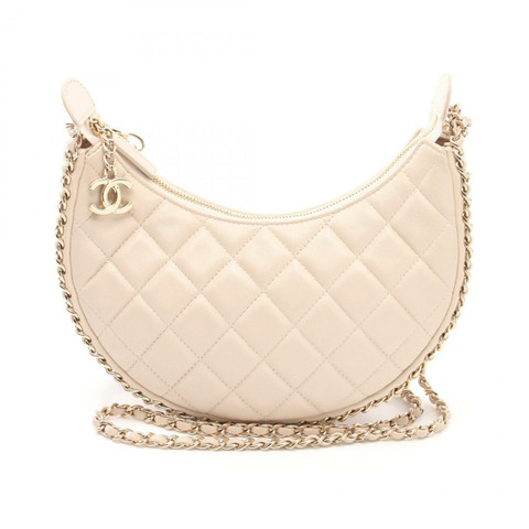 CHANEL Matelasse 小號 Hobo 單肩包，小羊皮，女式，米色，AS3917