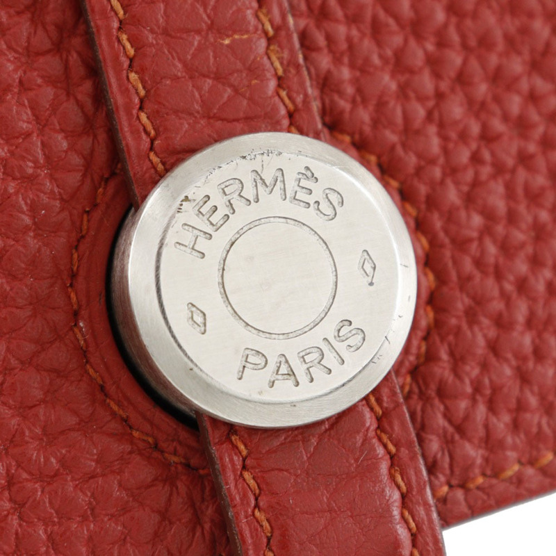 Hermes HERMES Dogon 長皮夾 Togo 2014 紅色 □R 皮帶扣 女士-10