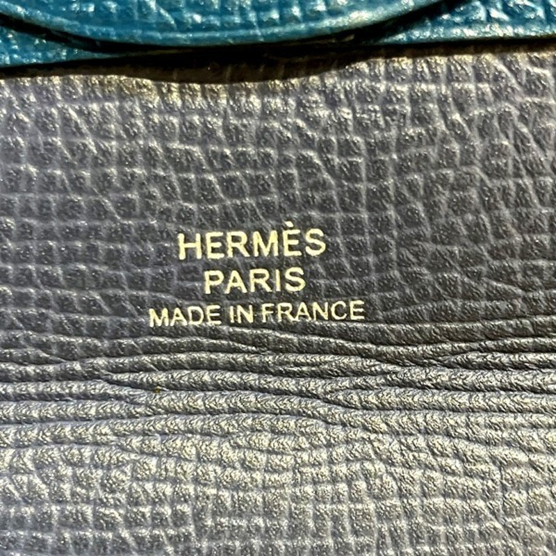 愛馬仕 (Hermes) Bastia Chevre 藍色男士和女士皮革錢包/零錢包、配件-3